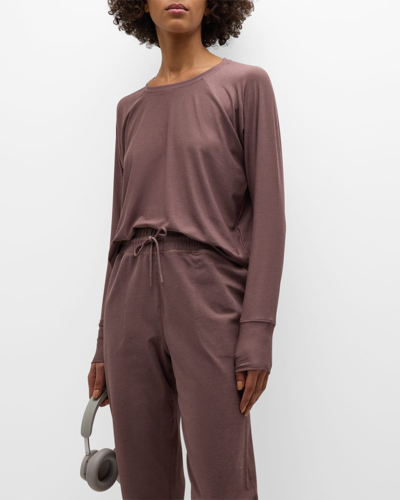 Shop Beyond Yoga Featherweight Daydreamer Pullover In Truffle Heather