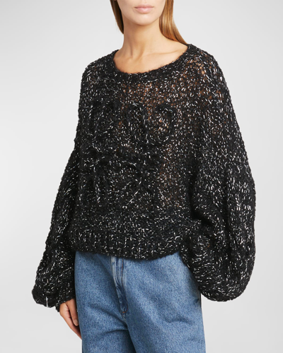 Shop Loewe Lurex Mohair Sweater With Anagram Detail In Black