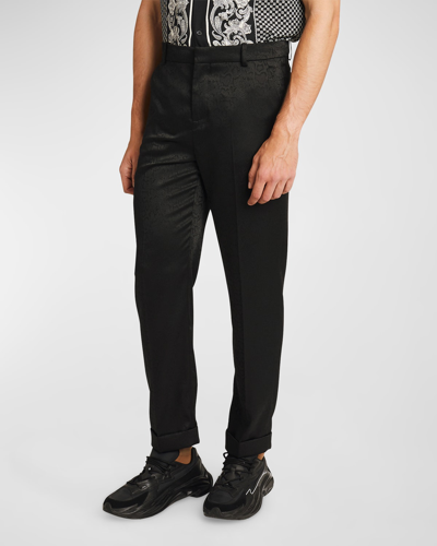 Shop Balmain Men's Python Jacquard Dress Pants In Black