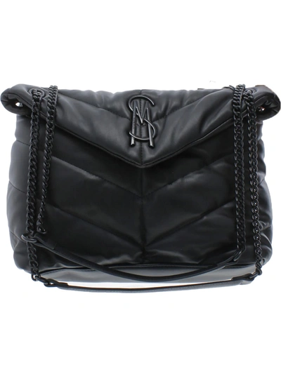Shop Steve Madden Britta Womens Quilted Faux Leather Shoulder Handbag In Black