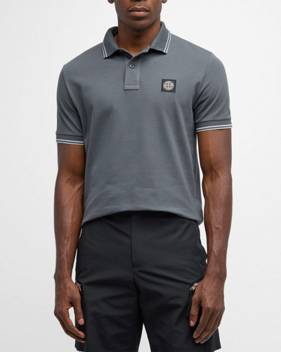 Shop Stone Island Men's Cotton-blend Polo Shirt In Lead Grey