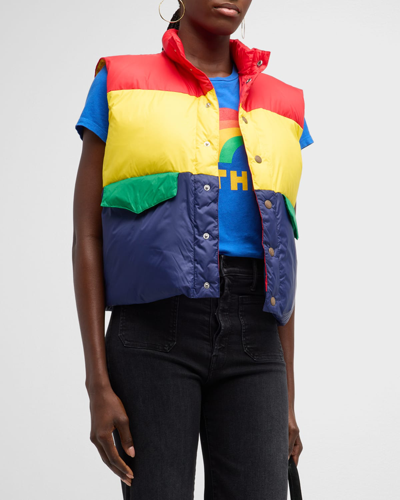 Shop Mother The Pillow Talk Colorblock Puffer Vest In Building Blocks B