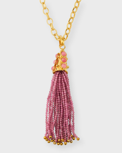 Shop Sylvia Toledano Gio Tassel Pendant Necklace In Pink