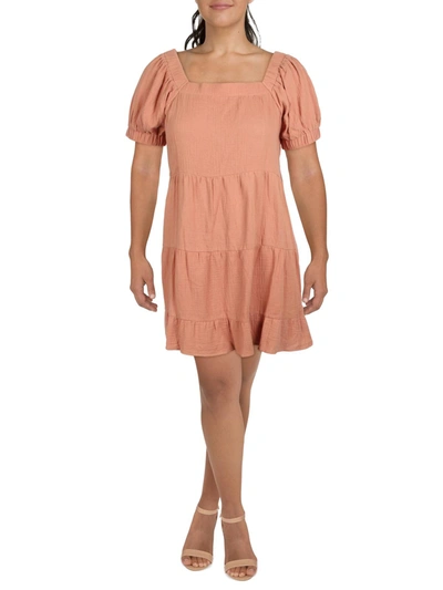Shop Qed London Womens Puff Sleeve Square Neck Shift Dress In Pink