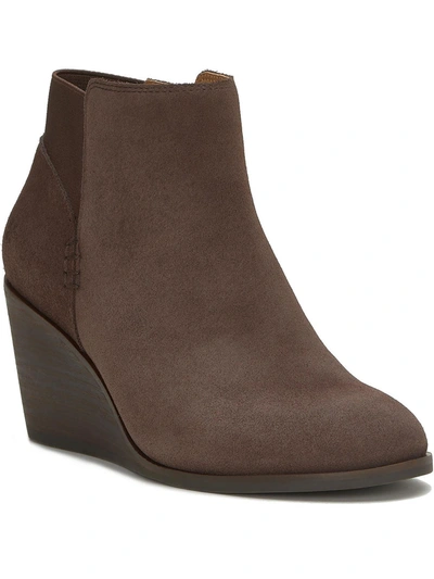 Lucky Brand Zorlina Womens Leather Ankle Boot Wedge Boots In Gold