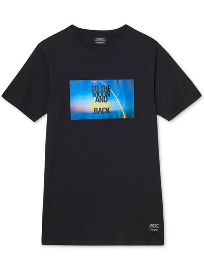 Shop Wesc To The Moon And Never Back Mens Cotton Crewneck Graphic T-shirt In Black