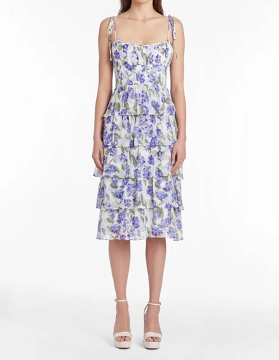Shop Amanda Uprichard Adelina Tiered Midi Dress In Margate Floral In Multi