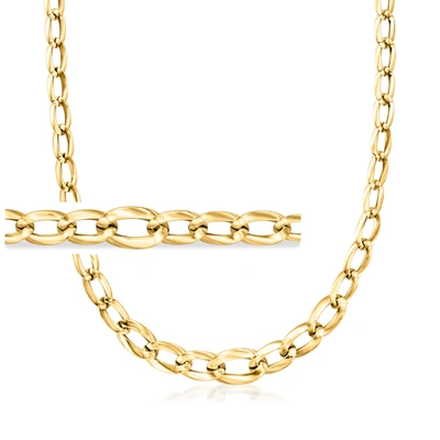 Shop Ross-simons Italian 18kt Yellow Gold Graduated Curb-link Necklace In Multi