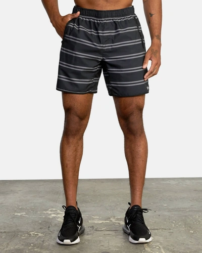 Shop Rvca Yogger Iv Elastic Shorts 17" In Black Stripe