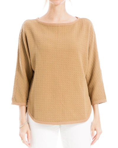 Shop Max Studio Waffle Shirttail Top In Brown