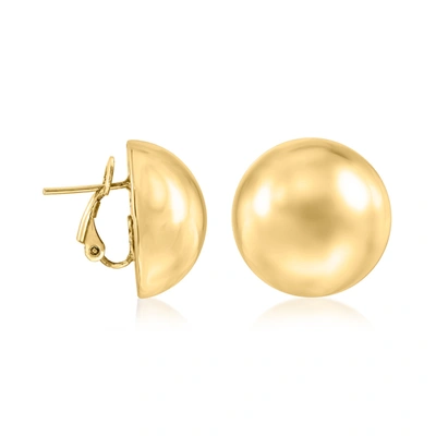 Ross-simons Italian 18kt Yellow Gold 20mm Dome Earrings In Yellow