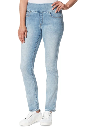 Shop Gloria Vanderbilt Amanda Womens Light Wash Pull On Straight Leg Jeans In Multi