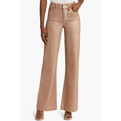 Shop Paige Leenah High Waisted Wide Leg Pants In Pink Champagne Luxe Coating In Multi