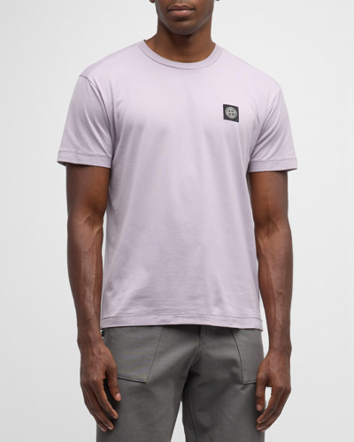 Shop Stone Island Men's Classic Logo Cotton T-shirt In Lavender