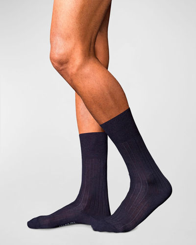Shop Falke Men's No. 2 Cashmere Mid-calf Socks In Dark Navy