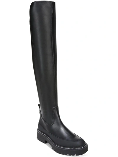 Shop Sam Edelman Lerue Womens Faux Leather Lug Sole Over-the-knee Boots In Black