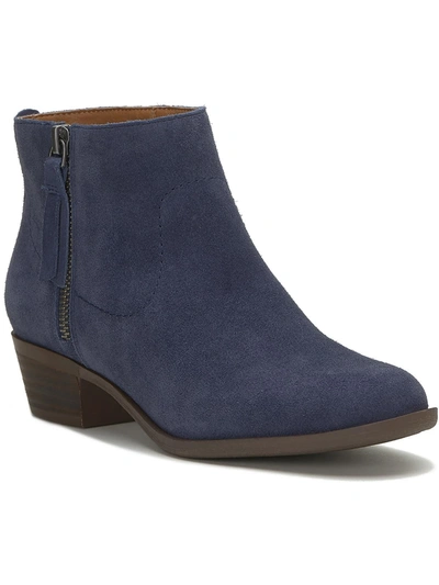 Shop Lucky Brand Blandre Womens Leather Booties Ankle Boots In Blue