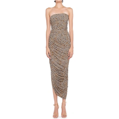 Shop Norma Kamali Diana Strapless Gown In Bb Leopard In Multi