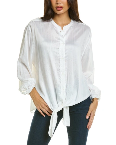 Shop The Kooples Tie-front Silk-blend Top In White
