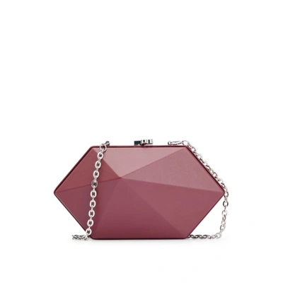 Shop Hugo Boss Grained-leather Geometric Clutch Bag With Chain Strap In Red