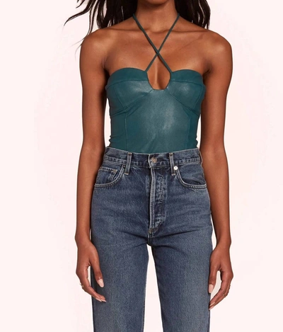 Shop Amanda Uprichard Greca Bodysuit In Pine In Silver