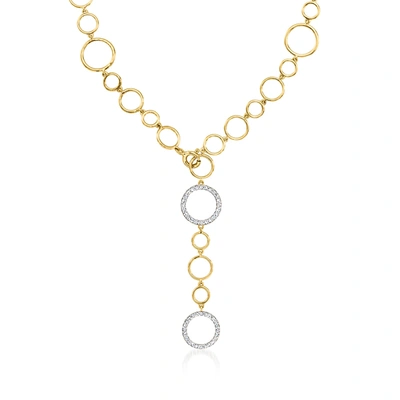 Ross-simons Diamond Circle-link Lariat Necklace In 18kt Gold Over Sterling In Multi