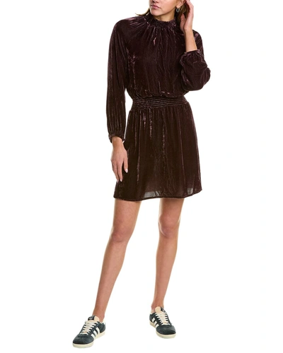 Shop Bella Dahl Smocked Raglan Silk-blend Mini Dress In Brown