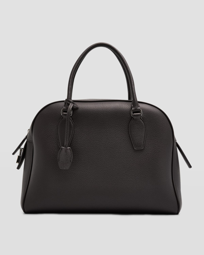 Shop The Row India 12 Top-handle Bag In Deerskin Leather In Dark Brown