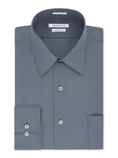 Shop Van Heusen Mens Poplin Regular Fit Button-down Shirt In Grey