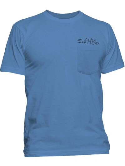 Shop Salt Life Chasing Lobster Tail Mens Cotton Logo Graphic T-shirt In Blue