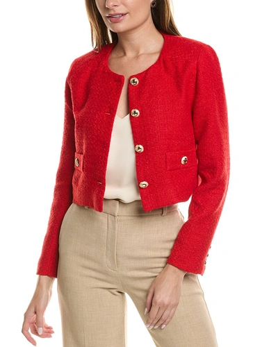 Shop T Tahari Collarless Topper In Red