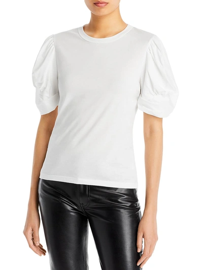 Shop A.l.c Karina Womens Crewneck Puff Sleeve T-shirt In White