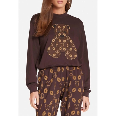 Shop Lauren Moshi Spalding Designer Bear Sweatshirt In Brown