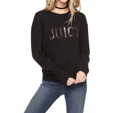 Shop Juicy Couture Women's Cotton Crew Neck Sweatshirt In Black