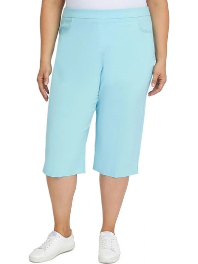 Shop Alfred Dunner Plus Womens Slimming Pull On Capri Pants In Blue