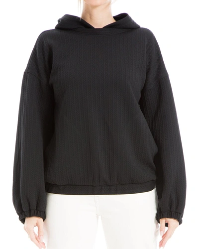 Shop Max Studio Textured Hooded Pullover In Black