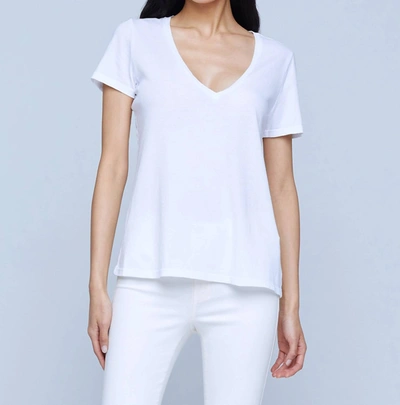 Shop L Agence Daija Relaxed V-neck Tee In White