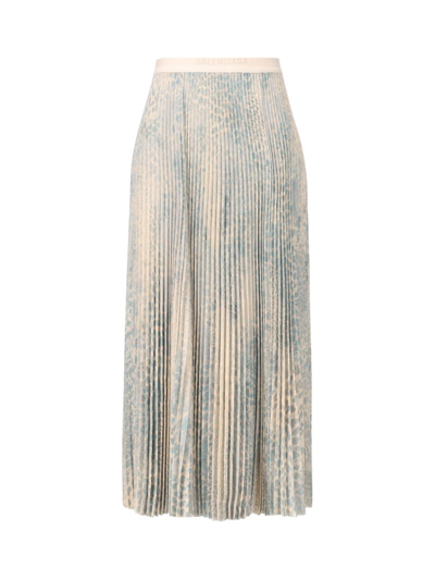 Shop Balenciaga Elastic Waist Pleated Midi Skirt In Multi