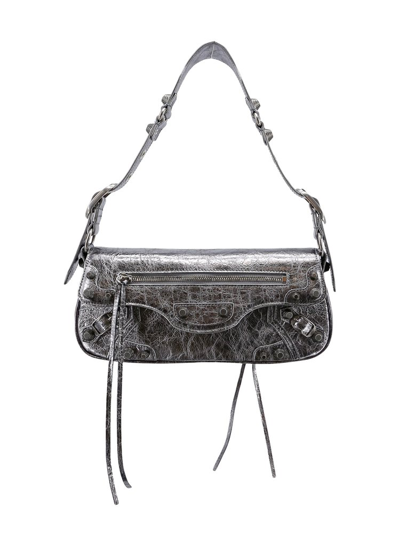 Shop Balenciaga Le Cagole Shoulder Bag In Silver