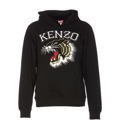 Shop Kenzo Tiger Embroidered Kangaroo In Black