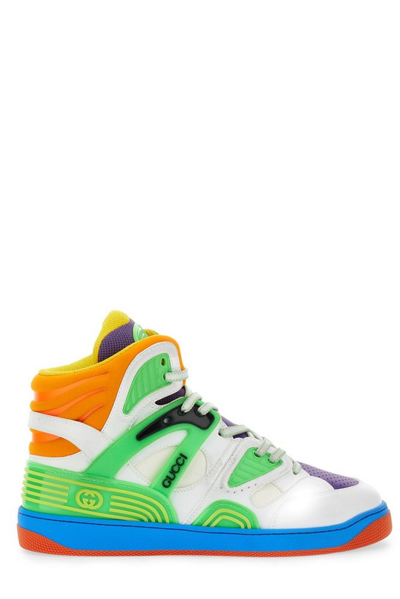 Shop Gucci Panelled High Top Basketball Sneakers In Multi