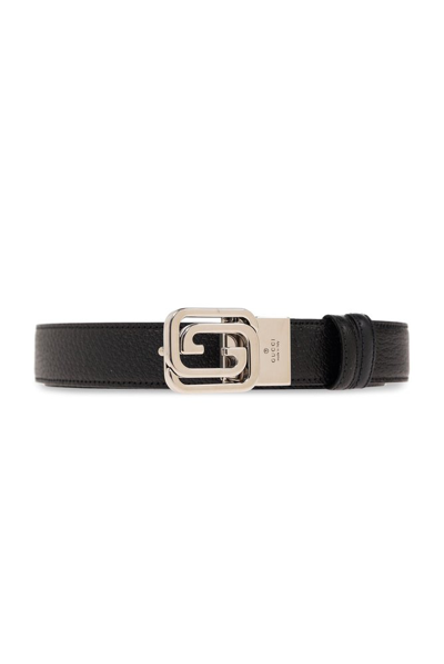 Shop Gucci Logo Plaque Reversible Belt In Black
