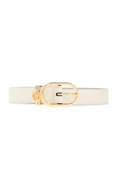 Shop Gucci Interlocking G Logo Plaque Belt In White