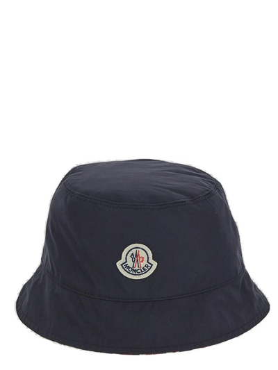 Shop Moncler Logo Patch Reversible Bucket Hat In Multi