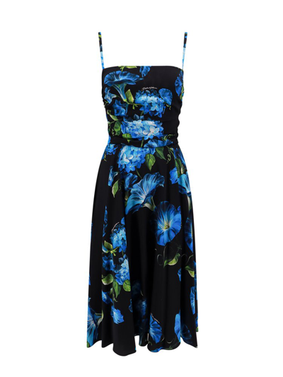 Shop Dolce & Gabbana Bluebell Printed Strapless Charmeuse Dress In Multi