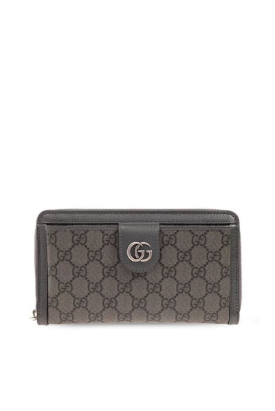 Shop Gucci Ophidia Monogrammed Zip In Grey
