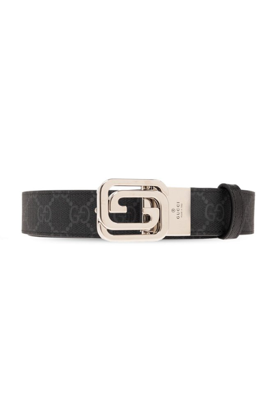 Shop Gucci Squared Interlocking G Reversible Belt In Black