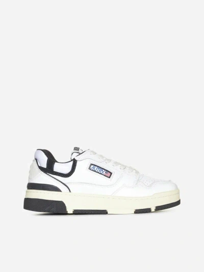 Shop Autry Clc Low-top Leather Sneakers In White,black