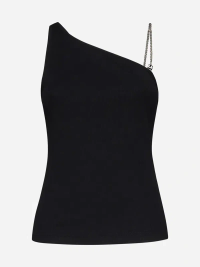 Shop Givenchy 4g Chain Strap Cotton Top In Black