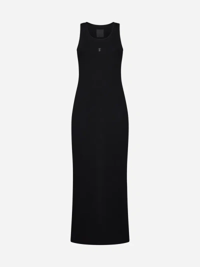 Shop Givenchy 4g Plaque Cotton Long Dress In Black